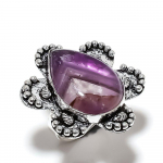 Natural Sage Amethyst Gemstone Handmade 925 Sterling Silver Ring Size 10 t3w95