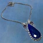 Sapphire Natural Amethyst Gemstone 925 Sterling Silver Necklace 18 z7w95