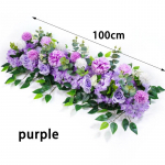 100 cm Luksuslik valge roos Kunstlillede rida pulmalaud Keskmiselt lilled Taust Seinakaared Dekoratsioon Peolava lilleline 100cm lilla