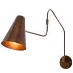 1 Valgusti Varjud Kumer K&auml;si K&auml;sitsi Valmistatud Vintage Seina Kesk-Sajandi Antiikmessing Sputnik
