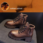 Uued s&uuml;gisesed nahast platvormsaapad Naiste paksu tallaga Briti naiste kingad L&uuml;hikesed saapad Kevad- ja s&uuml;gisesed lukuga saapad 35