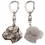 Boxer, German Boxer III - Silver-plated key ring with a dog in a gift box, handbag decoration, backpack pendant by Art-Dog brand