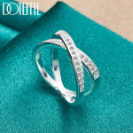 925 Sterling h&otilde;be AAA tsirkoon Letter X Ring mood pulmaehted 7#