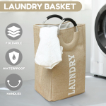 Suur 50,5 cm x 36 cm x 28 cm Kaasaskantav Oxfordi Pesu Pesemine M&auml;&auml;rdunud riiete Hoiukorv kott Takisti Kodu Kokkupandav beež