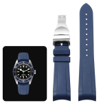 Klassikaline k&otilde;rgekvaliteediline kumer otsaga kummist kellarihm Tudor Black Bay GMT kellarihma jaoks kokkupandava pandlaga Must Sinine Punane 22mm Randmerihm 22mm black