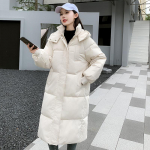 Naiste talveparka mantel Moodne lahtised naiste &uuml;ler&otilde;ivad Elegantsed mitmek&uuml;lgsed kapuutsiga naiste puuvillased polsterdatud jakid M valge