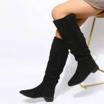 Uued Plisseeritud Saapad Naised Must Alasti Kunstseemisnahk Flokk P&otilde;lvini Saapad Daamid Madal S&uuml;gis Talv Kleidis Kingad 43 &Uuml;hev&auml;rvilised Slip-on Botas 41