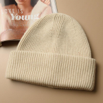 Couple's Thick Men's Women's Solid Color Wool Flanged Knitted Round Hat Knitted Wool Hat Autumn Winter Warmth Caps one size