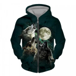 Meeste lukuga kapuuts Wolf 3D prinditud lukuga kapuuts meeste pullover mood vabaaja kampsun street Harajuku Riietus Kevad ja s&uuml;gis S