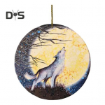 Loomade ornament 2D lame akr&uuml;&uuml;lripats loom Kuu all rippuv kaunistus j&otilde;ulupuu akende seinte jaoks 1pc Wolf