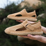 Suvised meeste sandaalid Ehtsast nahast Meeste vabaajajalatsid Meeste Meeste Nahast Sandaalid Meestele Rannajalatsid Rooma meeste kingad 38