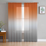 Sinakasroheline Khaki Gradatsiooniga L&auml;bipaistvad Kardinad Elutoa Kaunistuseks Akknakardinad K&ouml;&ouml;ki T&uuml;ll Voile Organza Kardinad W135 x H115cm x1&Rod Pocket