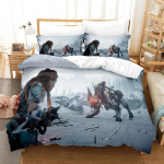 Horizon Zero Dawn Voodipesukomplekt &Uuml;hekohaline Kahekohaline T&auml;issuuruses Kuninganna Kuningas Suurus Voodikomplekt T&auml;iskasvanu Laps Magamistuba Tekikotikomplektid 3D Anime voodilina komplekt US Twin 173x218cm