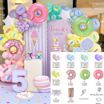 Sweet Ice Cream Party Balloon Arch Garland kit Colorful Pastel Macaron latex Balloon Baby Shower Girl Birthday Party Decoration as photo