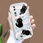 Armas koomiksimustriga kreemjas tekstuuriga korpus Lainelise servaga pehme silikoonkaanega telefoni&uuml;mbris Huawei Honor Infinix Tecno iPhone'i jaoks Honor 90 5G puhas