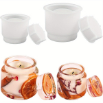 Kaane ja kaanega purgi vaiguvormid, 2 komplekti erineva suurusega k&uuml;&uuml;nlapurgi vorme, epoks&uuml;vaigust valuvormid DIY ehete hoiukarbi, k&uuml;&uuml;nlapurgi k&auml;sit&ouml;&ouml;kingituste jaoks 2pcs