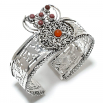Red Carnelian Handmade 925 Sterling Silver Cuff Bangle Adjustable p9c51