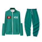 Squid Games II hooaeg Pusa t&otilde;mblukuga p&uuml;stkrae pikkade varrukatega number tr&uuml;kkimine Kontrastv&auml;rviline jope TV tegelane spordir&otilde;ivad elastne v&ouml;&ouml;koht S I