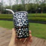 3 untsi Leopard Sublimation trummelviski veini roostevabast terasest vaakum isolatsioonitass auto mini kohvitass &otilde;lgede peokingiga 3oz must