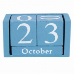 Vintage puidust kalender lauaarvuti puitplokk Kuu Kuup&auml;ev Kuva Kodukontori kaunistus Sinine