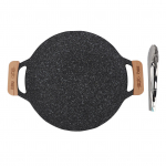 &Uuml;mmargune BBQ grillpann Metallist mittekleepuv grill Barbecue taldrik Multifunktsionaalne &uuml;mmargune praepann jaoks M 30*29*3cm
