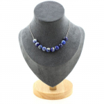 Pierres et Min&eacute;raux. Collier 10 perles Lapis Lazuli du Pakistan qualit&eacute; 5A 8 mm. Chaine en Collier femmes, hommes. Taille personnal