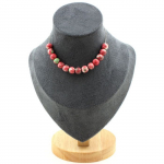 Pierres et Min&eacute;raux. Collier 15 perles Jaspe vert rouge 8 mm. Chaine en acier inoxydable Collier femmes, hommes. Taille personnalis