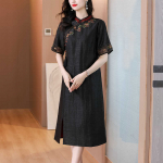 Kleit uus suvine tikand Retro Mom t&auml;iustatud Cheongsam L