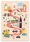 Plakat mapa mapy Londyn ilustracja 21x29,7 cm A4