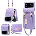 Paela &uuml;mbris kaardiga Z Flip4 Flip5 Flip6 Kaitse&uuml;mbris Samsung Galaxy Z Flip 6 5 4 3 jaoks K&auml;epideme randmepael Rahakott Rahakott Kate For Galaxy Z Flip 4
