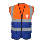 Reflective Safe Vest High Vis Easy to Wear Multi Pockets for Volunteering Sports Warehouse Personnel Orange and Blue