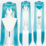 115cm Miku Cosplay Parukas Anime Pikk Hobusesaba L&uuml;hikesed Juuksed Sirge Parukas Kuumuskindel S&uuml;nteetiline Juus Rollim&auml;ngu Parukad + Parukav&otilde;rk One Size