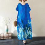 Suur suurus Suvine boheemlaslik vaba l&otilde;ikega kleit &uuml;mara kaelusega pilvesiidist kleit retro suur suurus naiste puhkuse rannakleit One Size