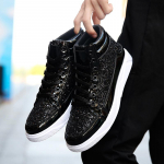 2024 Mood Meeste K&otilde;rge S&auml;&auml;rega Tossud Meeste Pahkluusaapad Kuldne Luksuslik S&auml;delevad Kingad T&auml;navamood Hip Hop Vabaaja Saapad Chaussures Homme 38 must