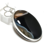 Banded Agate Gemstone Handmade 925 Sterling Silver Jewelry Pendant 2.21 j9p51