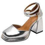 Luksuslikud suvekingad naistele Sandaalid 2024 H&otilde;bedane Kuldne Pl&auml;tud K&otilde;rged Kontsad Kinnine Varvas Peo Pulma Kingad Naiste Suur Suurus 45 34 h&otilde;be