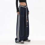 High Street Hip Hop Sirged Teksad Naiste Vintage Sisse&otilde;mmeldud Elastse V&auml;rvliga Streetwear P&uuml;ksid &Uuml;lisuured Lahtised Vabaaja Laiade S&auml;&auml;rtega P&uuml;ksid S sinine