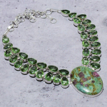 Ruby in Fuchsite, Apatite Gemstone Ethnic 925 Silver Necklace 18 Q0A91
