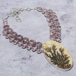 Psilomelaine Dendritic, Kunzite 925 Sterling Silver Jewelry Necklace 18 c7w70
