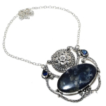 Sodalite, Blue Topaz 925 Sterling Silver Jewelry Necklace 18 u8s62