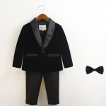 Laste 1. s&uuml;nnip&auml;eva fotosessioon Pidulik &uuml;likonnakomplekt Briti stiilis Lillepoiss Pulmapeo Riietus Klassikaline Samet Laste Klaveriperemees Kost&uuml;&uuml;m 90cm must