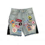 RogueWave Streetwear Retro Lapiline Denim L&uuml;hike Y2K Teksad Mehed Naised Hip Hop Multikakujundus Retro Sinine L&otilde;tv Denim Fitness Vabaaja L&uuml;hikesed P&uuml;ksid S