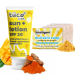 Tuco&reg; Kids Dull Skin Soap (75 gm x 3) & Sunscreen Lotion (100 ml) | Safe For Kids | Ages 2-5, 5-10, 10-15 | Paraben & Sulfate Free | Pack of 4