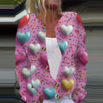 Naiste vabaaja mood tr&uuml;kitud pikkade varrukatega kardigan-n&ouml;&ouml;biga jakk XXXXXL vereoranž
