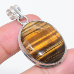 Natural Tiger Eye Gemstone 925 Sterling Silver Jewelry Pendant 1.81 k9t09