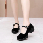 S&uuml;gis uued naistekingad Moe platvorm plokkkontsad vabaajajalatsid Fitness K&otilde;ndimine Tantsutossud Luksuslikud Velvet Mary Jane kontsad 34 must