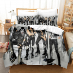 Kiss Rockb&auml;ndi Muusika 3D Tekikott Voodipesukomplekt Pol&uuml;ester Padjap&uuml;&uuml;rid Tekikott Moodne Kodu Dekoor Kingitus &Uuml;heinimesevoodi Kuningas Kuninganna 135x200cm 2pcs
