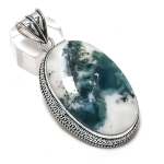 Natural Tree Agate Gemstone 925 Sterling Silver Jewelry Pendant 2.48 i1v17