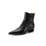 Retro prantsuse terava varbaga poolsaapad Naiste kontsakingad K&uuml;lgt&otilde;mblukuga nahast kingad S&uuml;gistalv Soliidne Temperament L&uuml;hike Botas 34 must