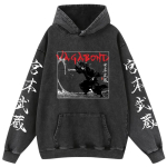 Jaapani Anime Vagabond Musashi Miyamoto Tr&uuml;kitud Kapuutsiga Meeste Manga Puuvillased Kapuutsid Vabaaja Vintage Streetwear Harajuku Meeste Dressipluus S black